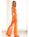 Serenity Mesh Tie Back Top in Orange
