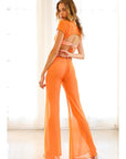 Serenity Mesh Tie Back Top in Orange