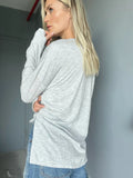Arielle L/S Snap Henley Top in Grey