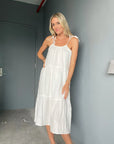 Rory Gauze Tiered Dress in White