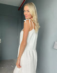 Rory Gauze Tiered Dress in White