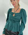 Ruby Satin Tie Front Blouse