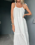 Rory Gauze Tiered Dress in White