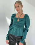 Ruby Satin Tie Front Blouse