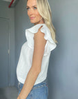 Toni Ruffle Sleeve Top in White