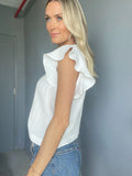Toni Ruffle Sleeve Top in White