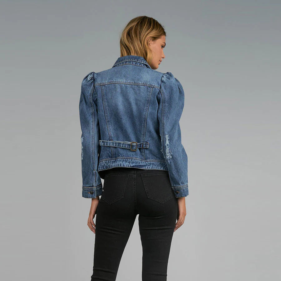 Puff shoulders 2025 denim jacket