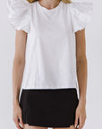 Barbra Puff Sleeve Tee in White