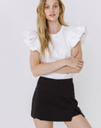 Barbra Puff Sleeve Tee in White