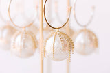 Diamond Fringe Pearl Hoops