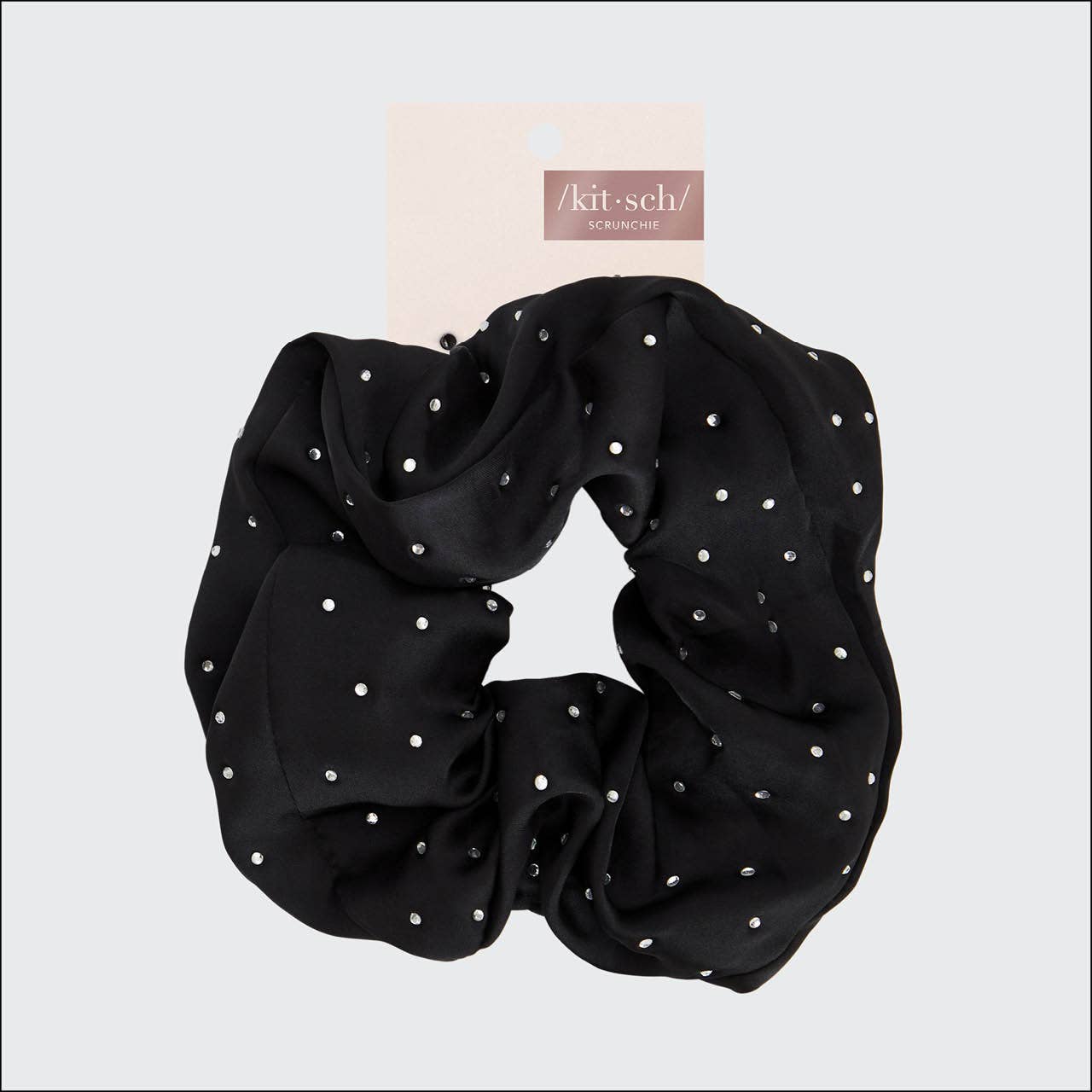 Satin Rhinestone Brunch Scrunchie - Black