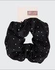 Satin Rhinestone Brunch Scrunchie - Black