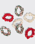 Holiday Ruched Satin Scrunchies 7pc Set