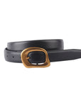 Stitched Clean Napa Leather Belt with Asymmetrical Buckle