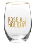 Stemless Wine Glass - Rose all Holiday