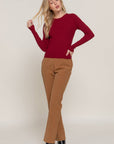 Long Sleeve Crew Neck Viscose Rib Sweater