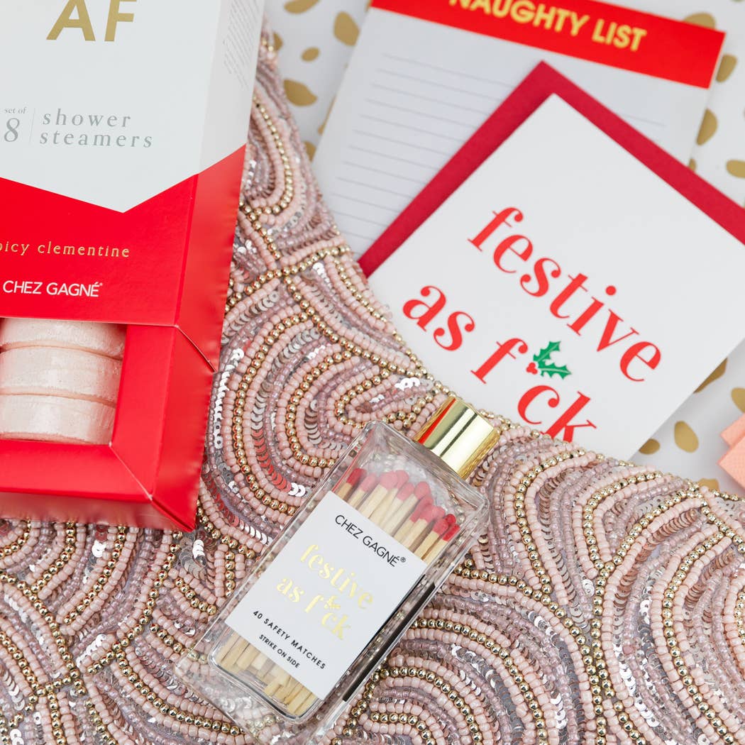 Festive As F*ck - Glass Bottle Matches, Christmas Gift, Red
