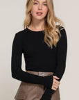 Long Sleeve Crew Neck Viscose Rib Sweater