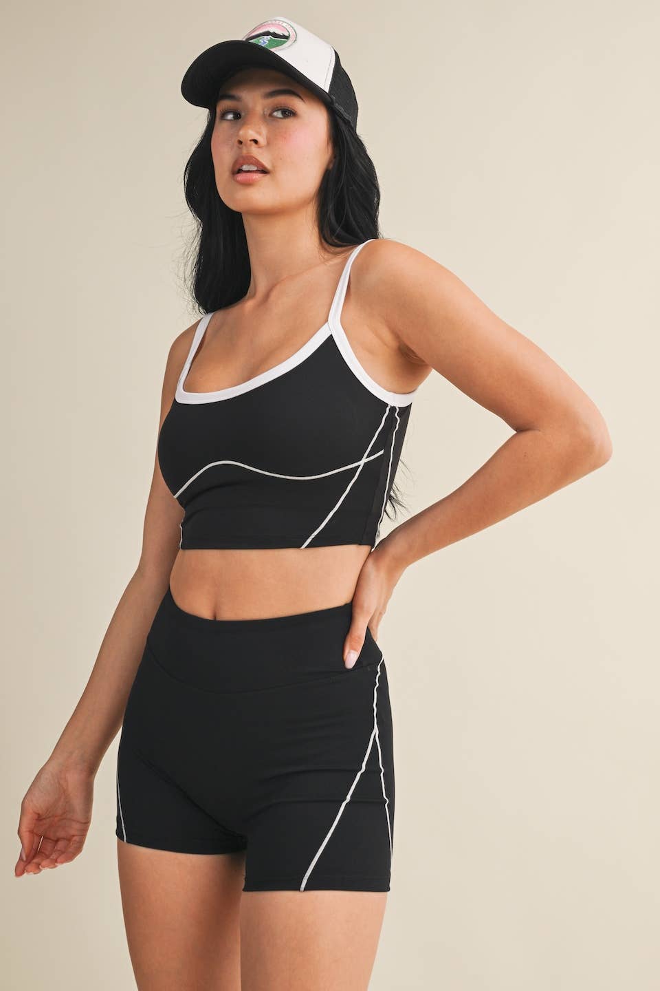 Quinn Contrast Top- Black