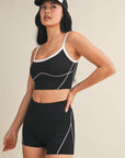 Quinn Contrast Top- Black
