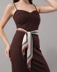 Vintage Geometric Border Pointed Satin Scarf For Women