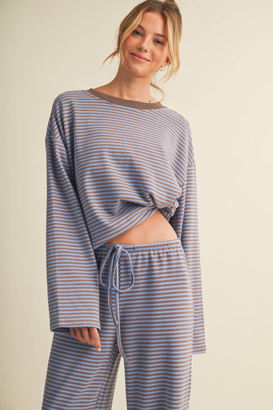 Striped Cotton Knit Oversized Top