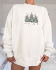 Sparkling Christmas Tree Embroidered Crewneck Sweatshirts