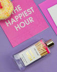 Make A Wish - Birthday Glass Bottle Safety Matches - Bright Pink