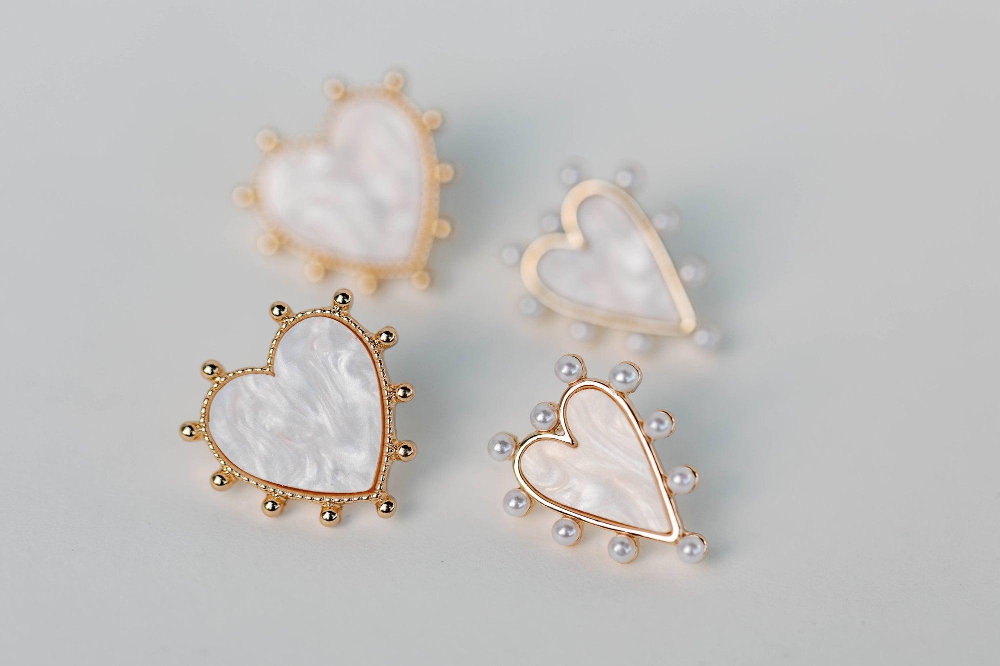 Gold Studded Pink Tortoise Valentines Heart Earrings