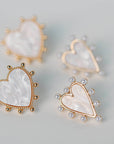 Gold Studded Pink Tortoise Valentines Heart Earrings