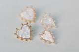 Gold Studded Pink Tortoise Valentines Heart Earrings