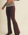 Striped Foldover Flare Knit Sweater Pants