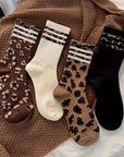 WOMAN ANIMAL LEOPARD HALF CREW THROWBACK SOCKS - sanitystyle