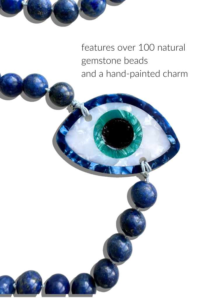Hand-painted Evil Eye Gemstone Crossbody Phone Chain