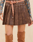 Mona Pleated Leather Skirt