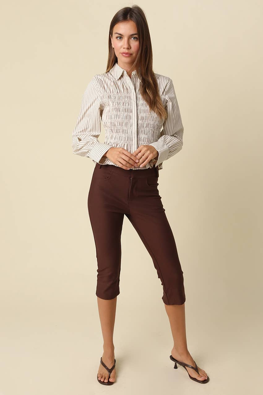 Nomi Smocked Peplum Shirt