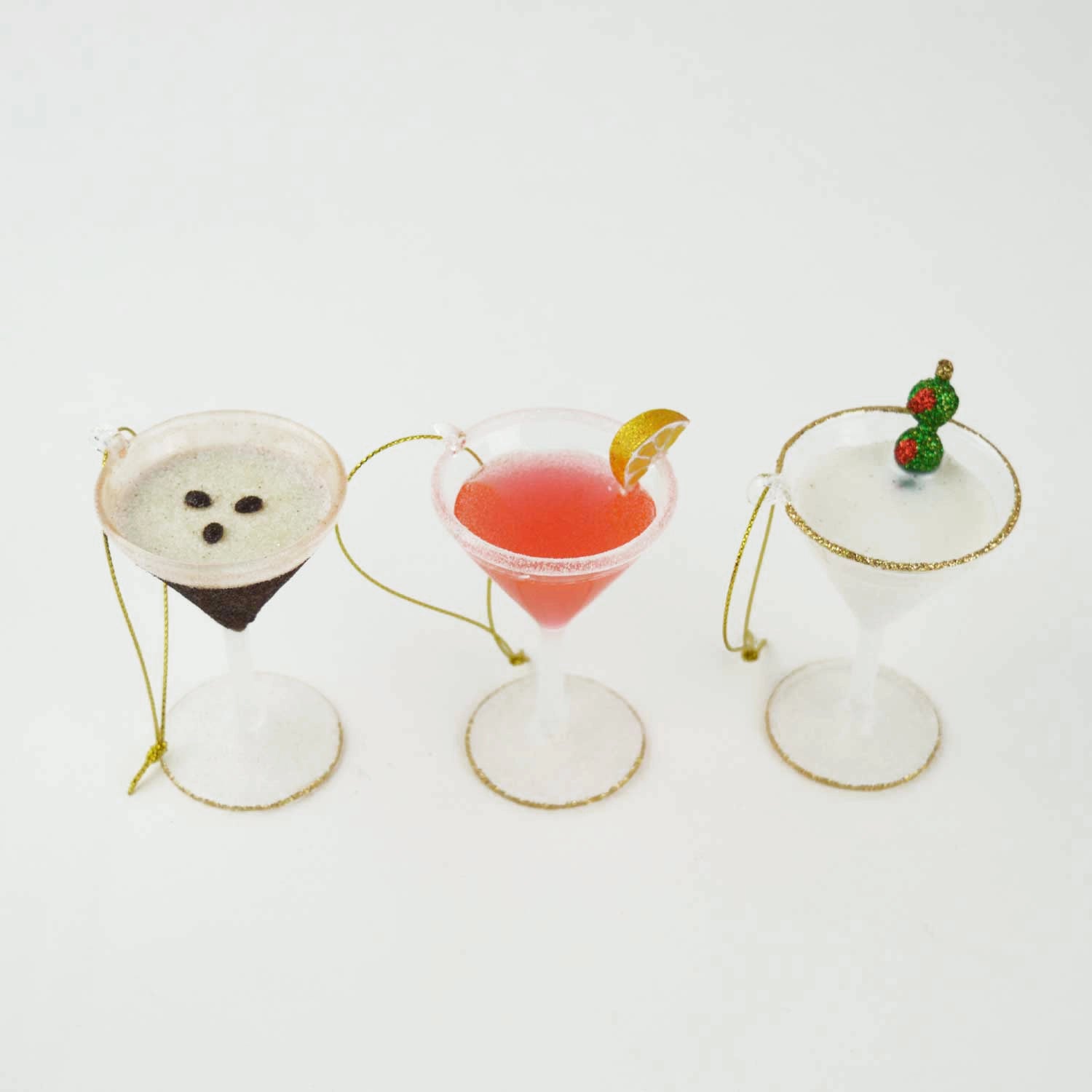 Martini 3pc Glass Ornament Set - Thumbnail 2