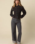 Nila Smocked Plaid Peplum Blouse
