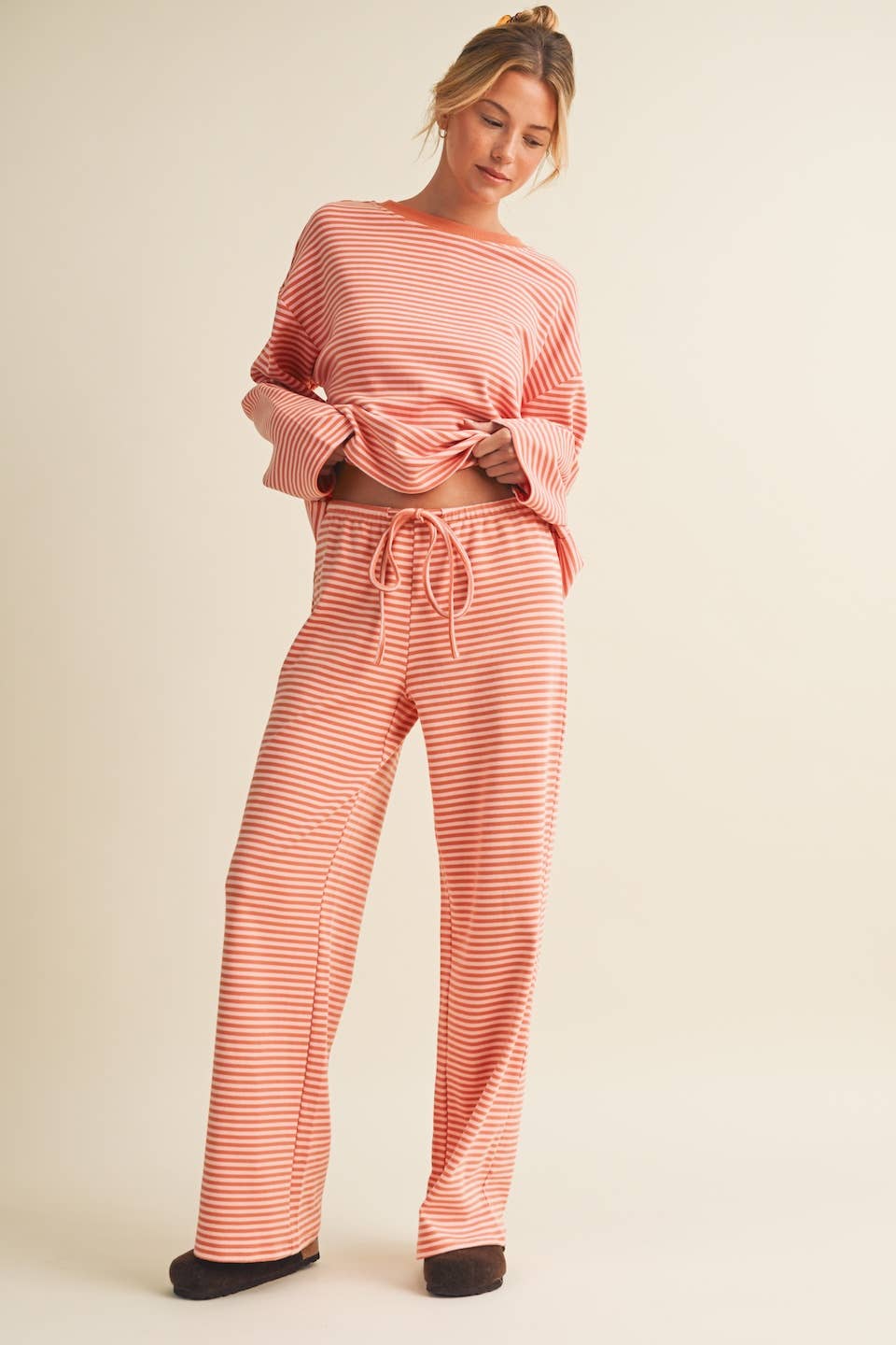 Striped Cotton Knit Oversized Top