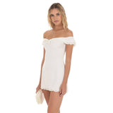 Mila Off Shoulder Twist Dress in White