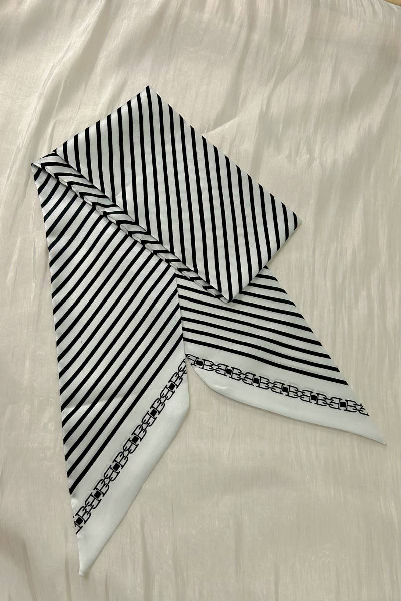 Striped Satin Silky Skinny Scarf