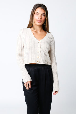 Ruby Ribbed Button Up Cropped Cardigan