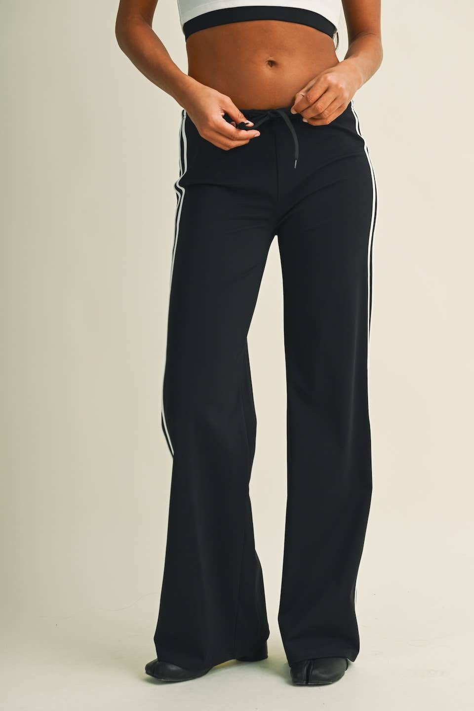 Side Stripe Low Waist Straight Leg Pants