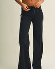 Side Stripe Low Waist Straight Leg Pants