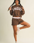 Amour Polka Dot Print Crewneck Crop Sweatshirt