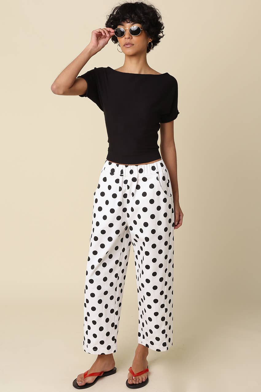 Carina Polka Dot Straight-Leg Pants