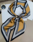 Vintage Geometric Border Pointed Satin Scarf For Women