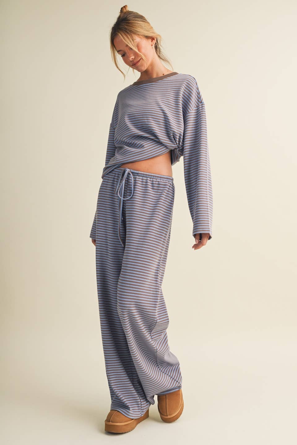 Striped Cotton Knit Oversized Top