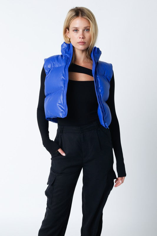 Poppy Faux Leather Puffer Vest