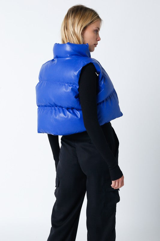 Poppy Faux Leather Puffer Vest – SANITY